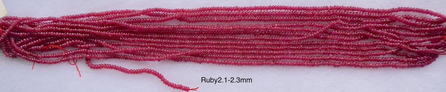 Ruby high-grade natural 2.1-2.3mm strands