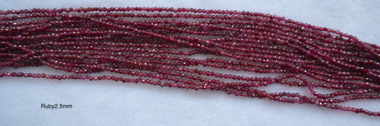 Ruby dark faceted 2.5mm strands
