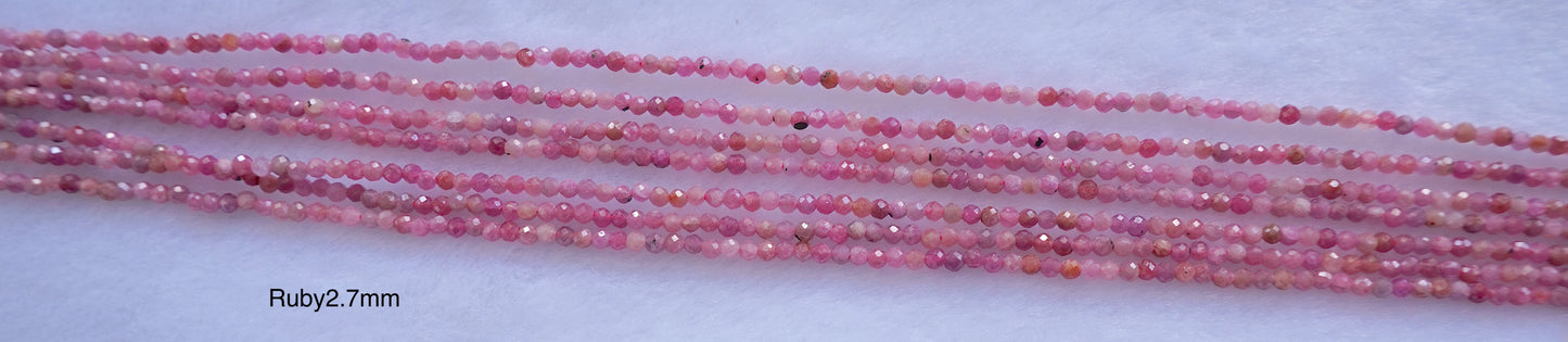 Ruby natural faceted 3mm strands