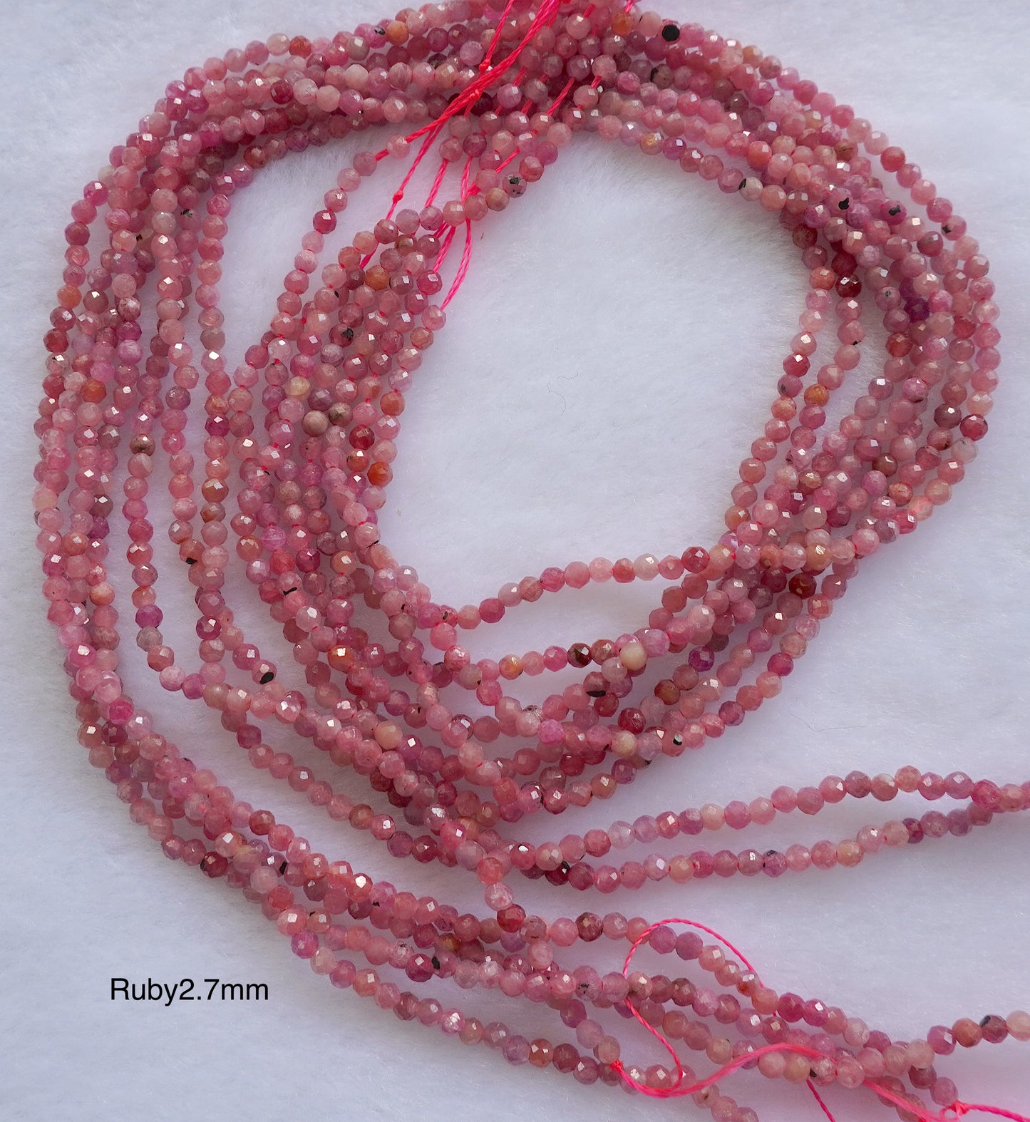 Ruby natural faceted 3mm strands