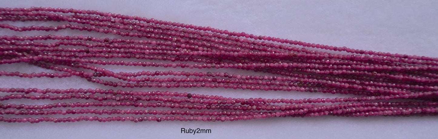 Ruby natural faceted 2mm strands