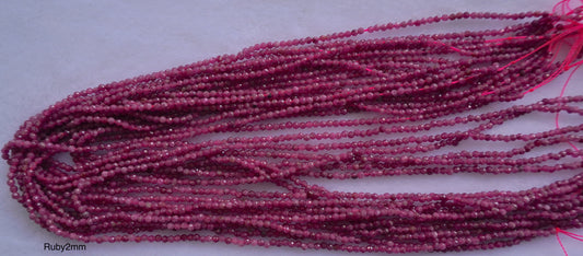 Ruby natural faceted 2mm strands