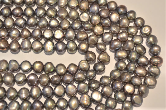 black greenish/light purplish freshwater pearls 7x8mm lustrous nugget