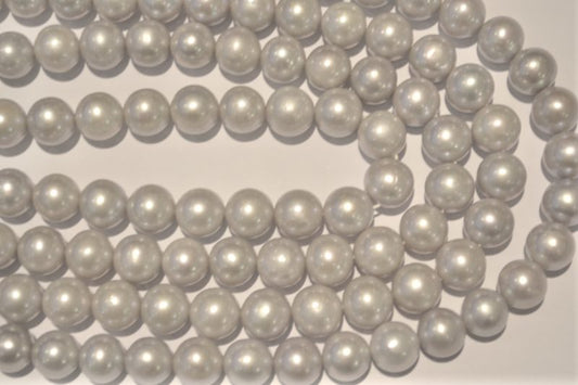 freshwater pearl strands: Grey round 9.5-10.5mm lustrous