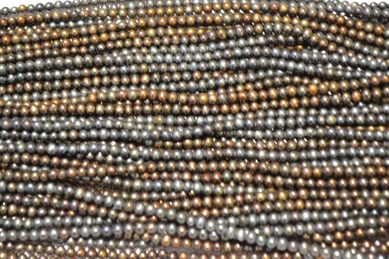 freshwater pearl strands: black bluish brownish round 3.5-4mm tiny