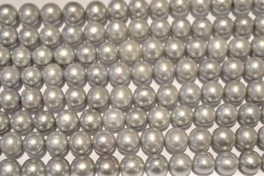 freshwater pearl strands: grey round 11-12mm high grade