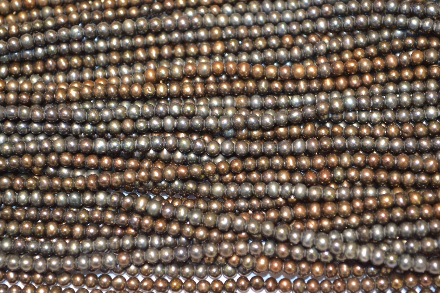 freshwater pearl strands: black bluish brownish round 3.5-4mm tiny