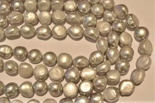 freshwater pearl strands: grey large semi-baroque irregular 13x12mm