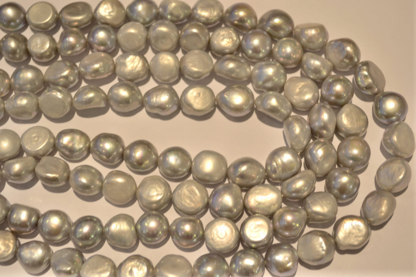 freshwater pearl strands: grey large semi-baroque irregular 13x12mm