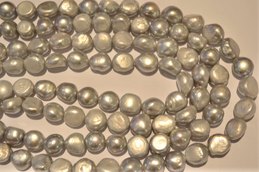 freshwater pearl strands: grey large semi-baroque irregular 13x12mm
