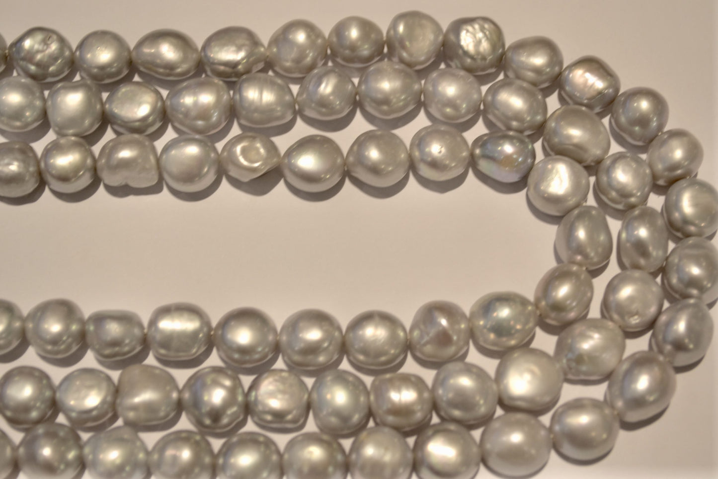 freshwater pearl strands: grey irregular 12.5x11mm
