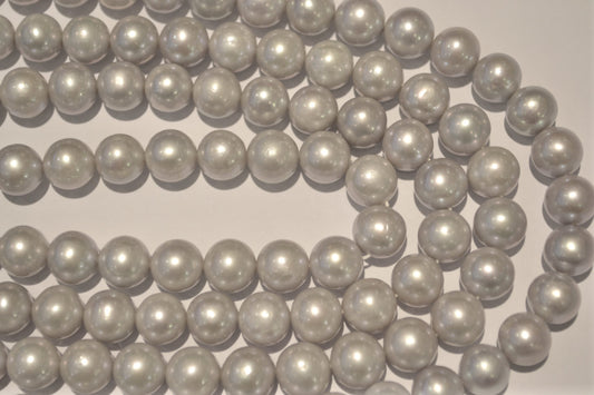freshwater pearl strands: Grey round 9.5-10.5mm lustrous