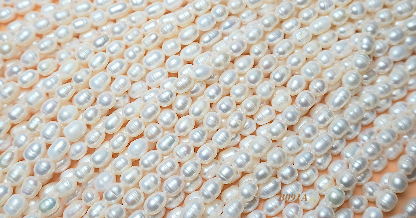 freshwater pearl strand: white oval pearls  7x9mm