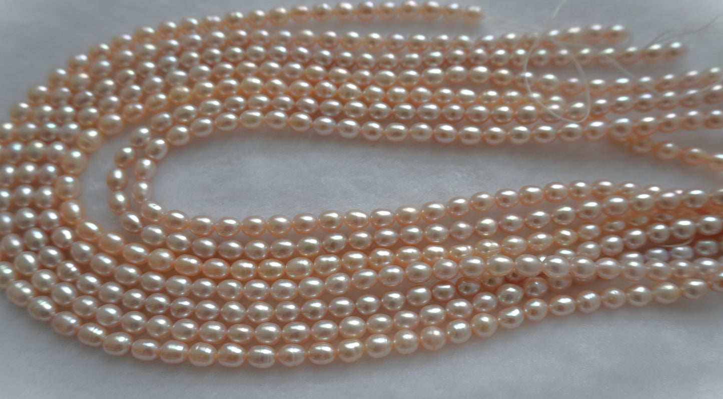 Freshwater pearl strands: pink purple oval 5-5.5×5.5-6mm very shiny