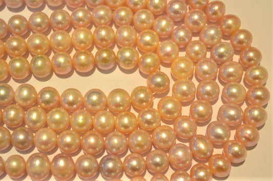 10-11mm pink round freshwater pearl strand