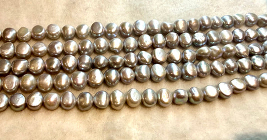 Freshwater pearl strands: grey semi-baroque irregular 9x11mm nugget