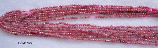 Ruby natural faceted 3mm strands